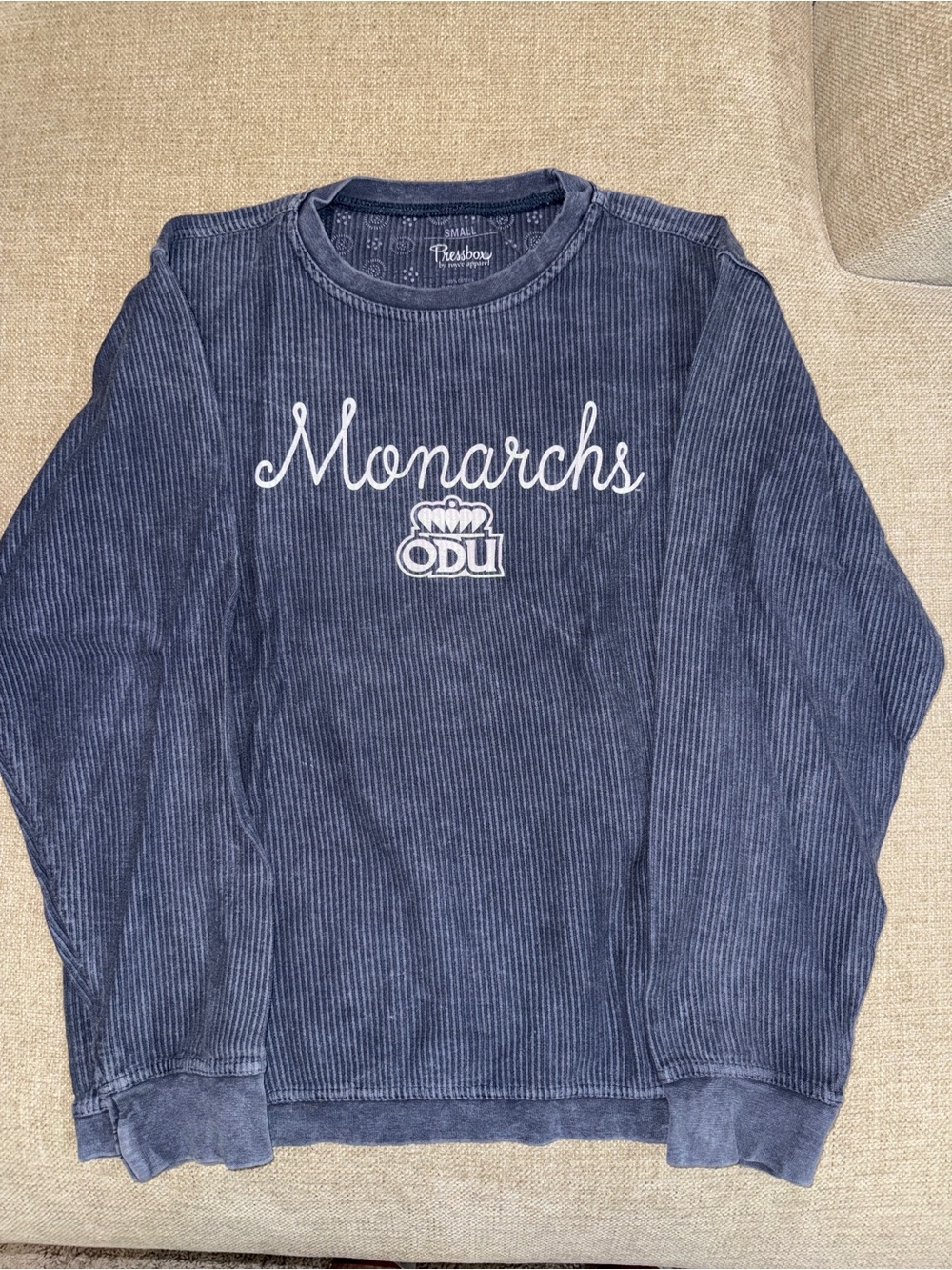 Pressbox Monarchs Navy Corded Crewneck Sweatshirt ODU
